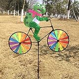 JUA PORROR Cute 3D Animal on Bike Windmill Wind Spinner Whirligig Garden Lawn Yard Decor (Bullfrog)