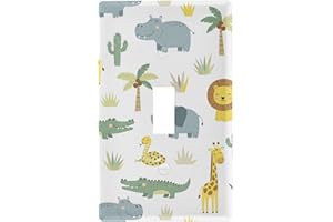 PFREWN Wild Animals Zoo Toggle Light Switch Wall Plate Electrical Outlet Cover Size 1 Gang 2.9" x 4.6" Kids Decorative Nursery Teen Toddler Room Bedroom Bathroom Decor