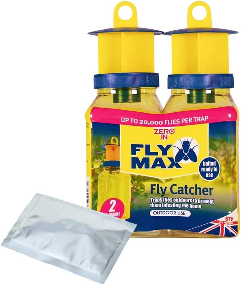 Zero In Outdoor Fly Trap Twin Pack – Non-Toxic, Ready-Baited Insect Trap