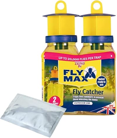 Zero In Outdoor Fly Trap Twin Pack – Non-Toxic, Ready-Baited Insect Trap