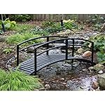 Black Metal Danbury Garden Bridge - 8 ft. Double-Arched Rails and a Classic Slatted Walking Surface (93L x 28W x 29H in.) Assembly is Required