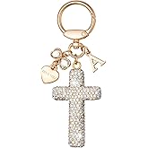 Manlosen Cute Fashion Cross Keychain Initial Letter Keys Charm Gifts for Women with Key Ring Purse Charms for Handbags