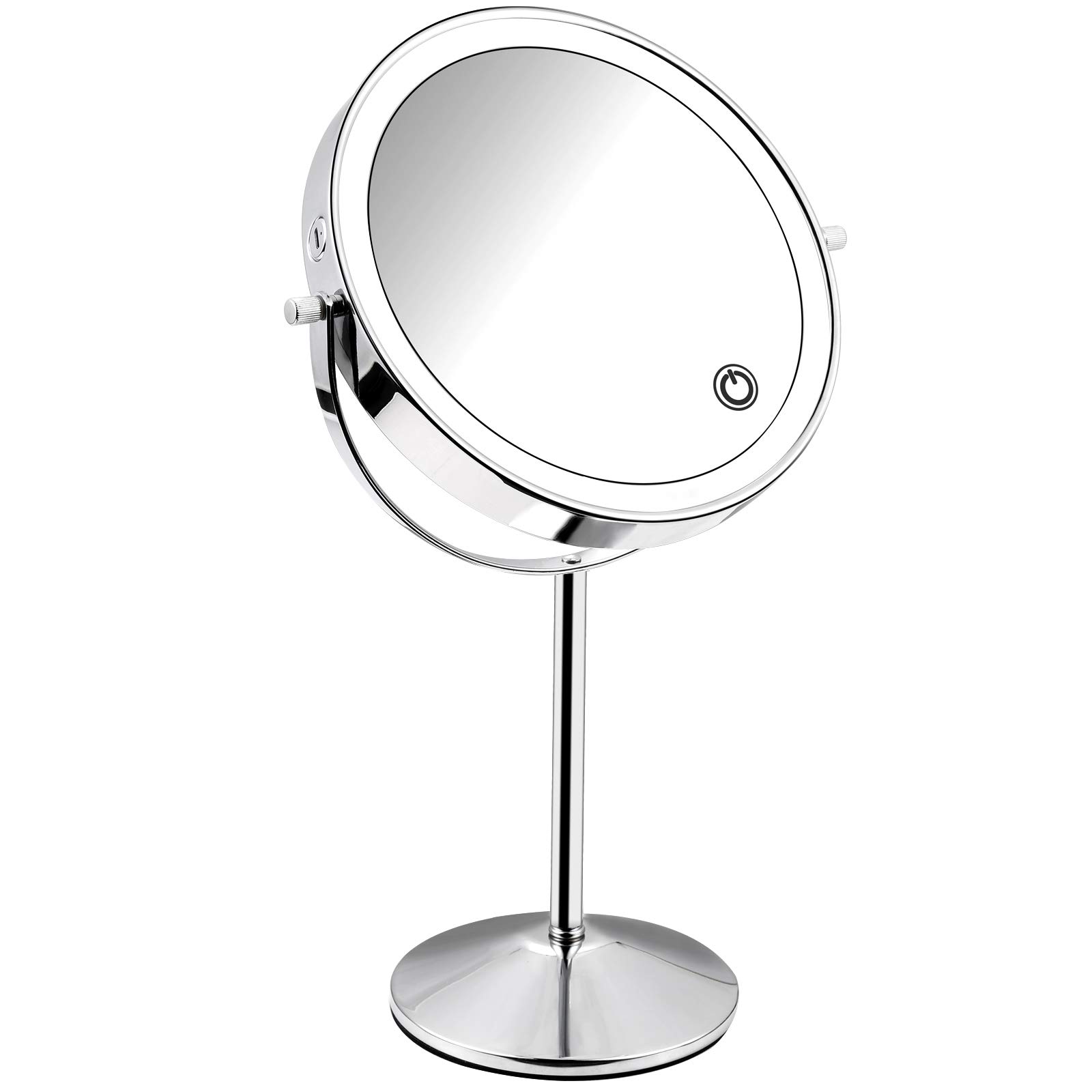 Micacorn Makeup Mirror Double-Sided 1X 7X Magnified Vanity Mirror with LED Light USB Rechargeable Touch Screen 3 Colors Brightness Adjustable 360° Rotation for Dressing Table, Bathroom, Bedroom
