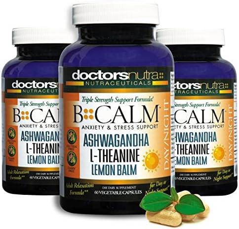 (Pack of 3) Stay-Calm Daytime-Nighttime 24 Hour Support - All Natural Relaxant Relief Support - Ashwagandha, L-Theanine and More - Packaging May Vary