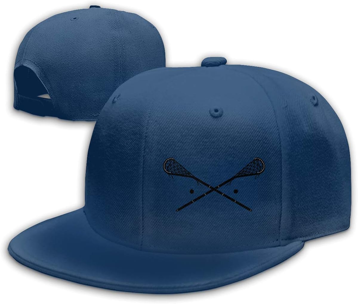 Lacrosse Crossed Sticks Logo Adjustable Flat Brim Baseball