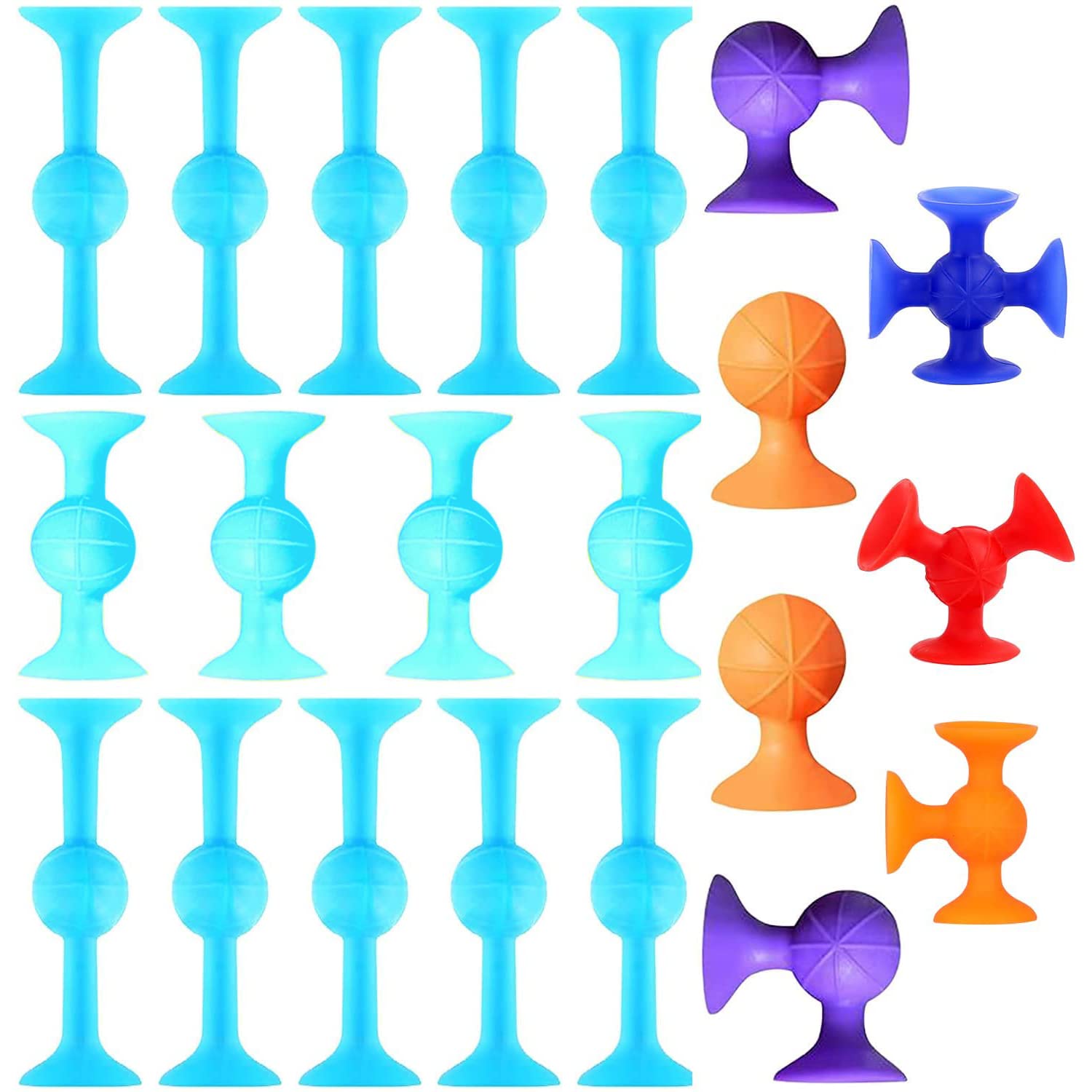 18 Pcs Pop Unzip Sucker Toy Stress Sensory Toy,Soft Silicone Building Blocks Suckers Dart Toys,Great Suckers Family Interactive Release Stress (Kids&Adults)