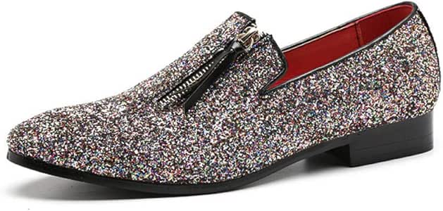 Ballyzess Zapatos De Cordones para Hombre Cremallera Zapatos Hombres