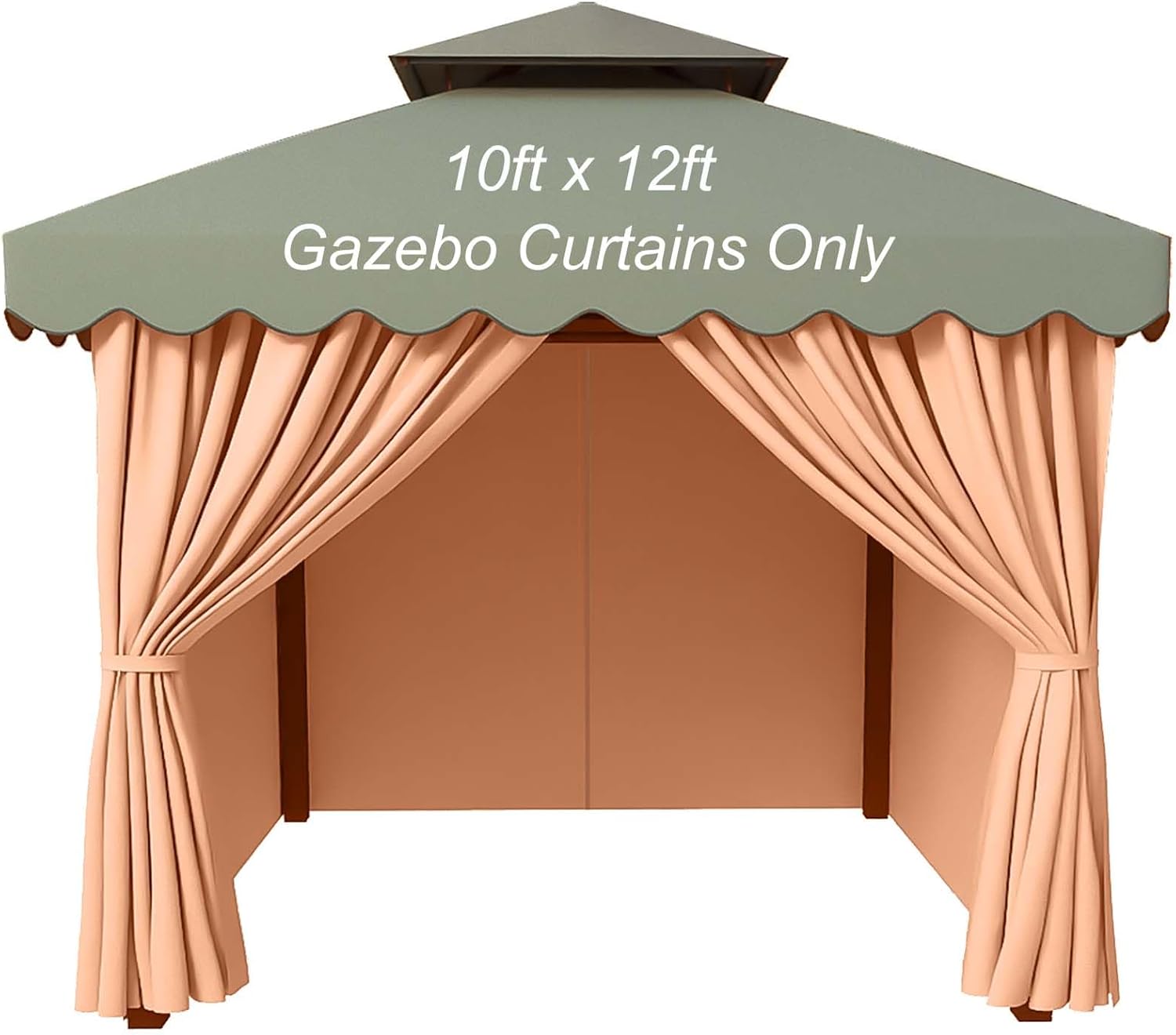 Outdoor Curtains - PLULON 10' x 12' Gazebo Curtains Outdoor Waterproof 4-Panels Universal Replacement Privacy Curtain Sidewalls with Zipper for Patio Yard Garden (Curtain Only)