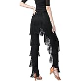 Women Latin Dance Pants with Fringe, Tassels - Tango, Salsa Practice & Performance Pants