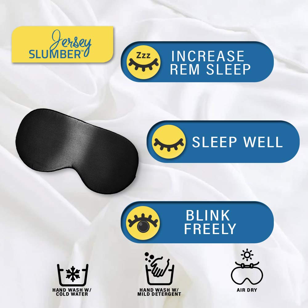 Jersey Slumber 100% Silk Sleep Mask For A Full Night's Sleep | Comfortable & Super Soft Eye Mask With Adjustable Strap | Works With Every Nap Position | Ultimate Sleeping Aid/Blindfold, Blocks Light : Beauty