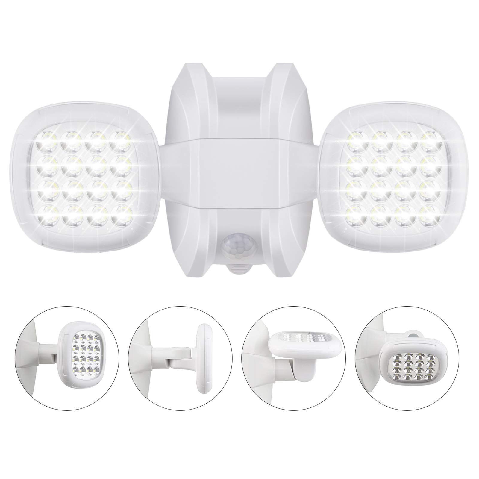 HONWELL Operated Outdoor Lights, Wireless Security Lights with Motion Sensor, Waterproof Outside Flood Lights for Garden, Yard, Garage, 600LM, 6000K Daylight White, White