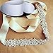 QueenDream White Wedding Bridal Belt Braided Rhinestone Sash Off White
