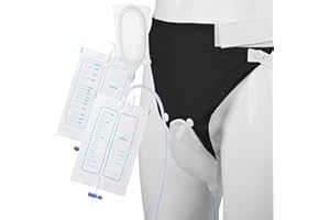 YOOGUSTO Wearable Urinal Bag Leak-Proof Anti-Reflux with Reusable Silicone Urine Catheter (2000ml & 1000ml), Portable External Urine Collector Ultimate Comfort Elderly Men Black