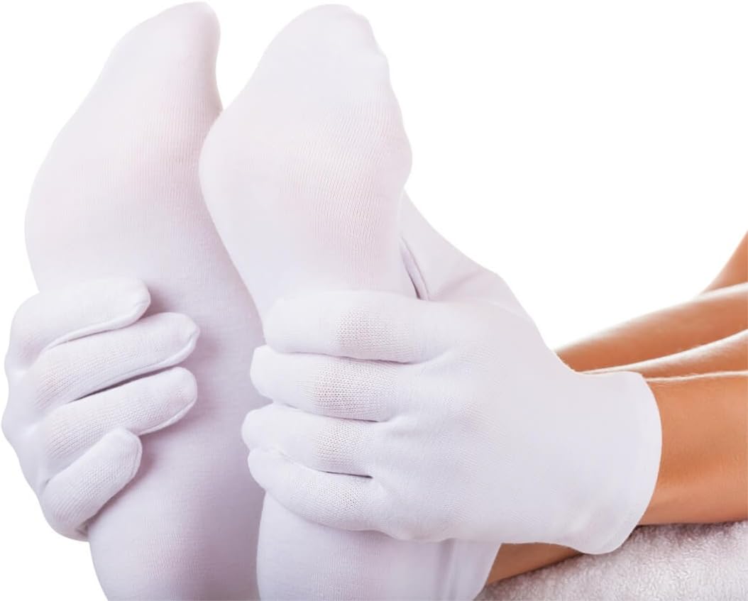 Paxcoo 6 Pairs XL White Cotton Gloves for Dry Hand Moisturizing Cosmetic Eczema Hand Spa and Coin Jewelry Inspection: Home Improvement