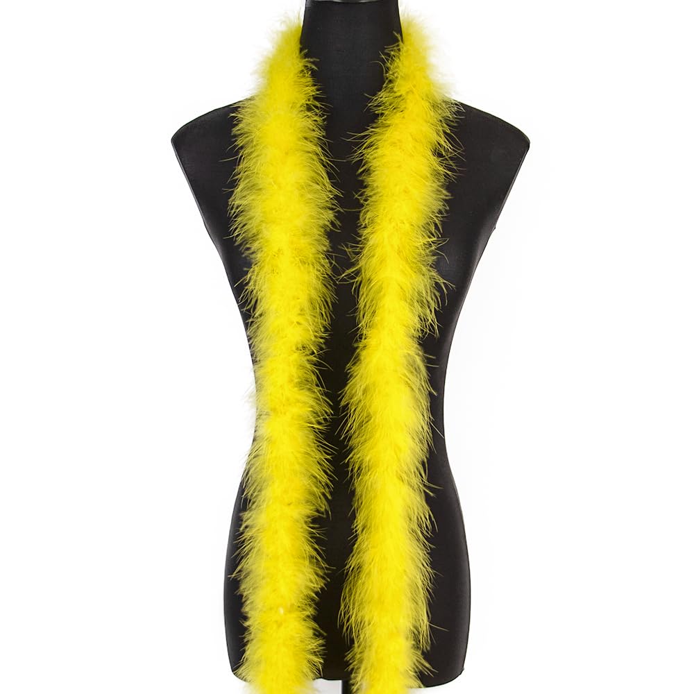2 Yards 20G Fluffy Marabou Yellow Feather Boa for DIY Craft Sewing Trim Home Wedding Party Christmas Decoration — image 1