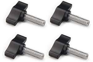 Befenybay 4pcs 1/4"-20 x 3/4" Thumb Screw Stainless Steel Standard/Coarse Thread Black Aluminum Knob