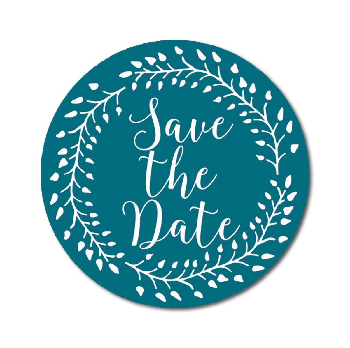 Darling Souvenir Teal Blue Round 1.6 Inches Vines Border Save The Date Stickers Non Customized Gift-45 Pcs