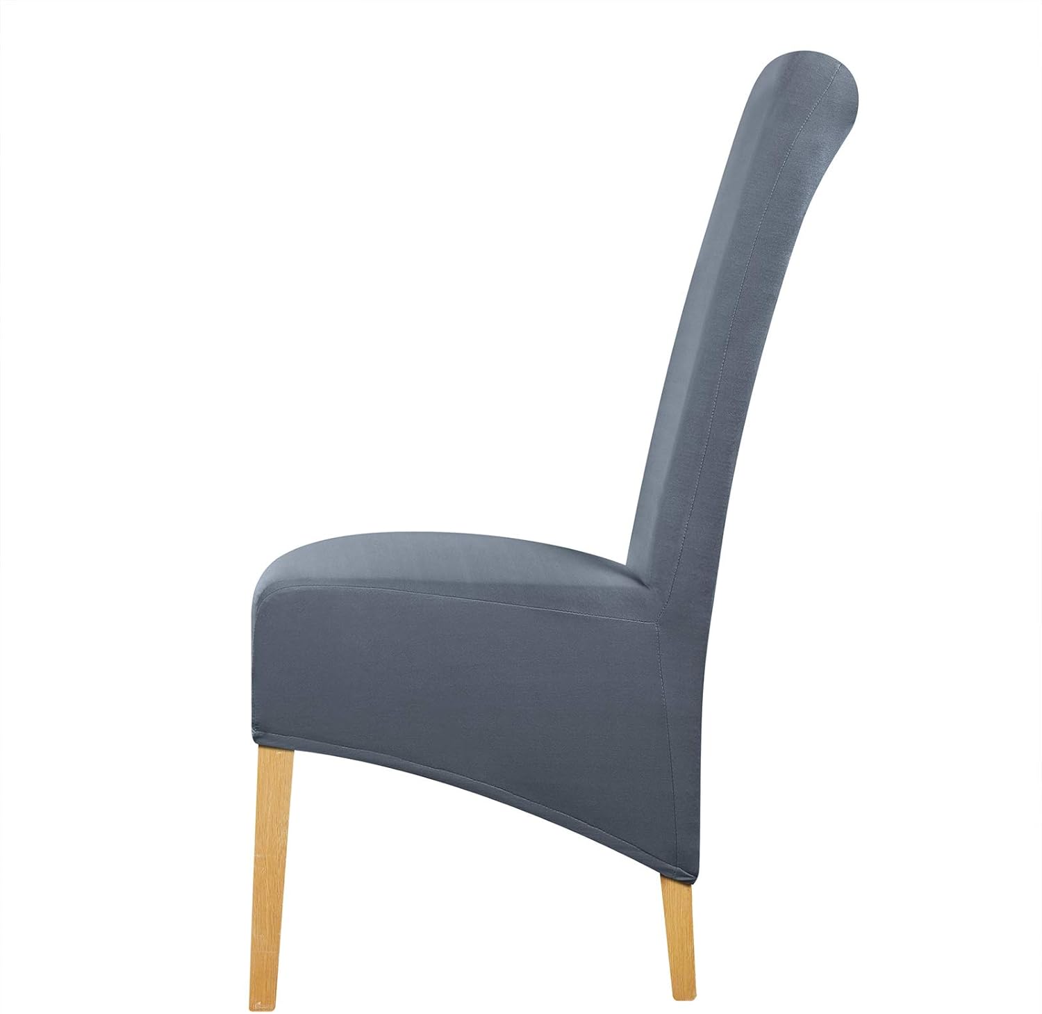 Leorate High Back Chair Cover Stretch Spandex Fabric Chair Cover Seat Cover for Home Dining Room Kitchen Hotel Grey Blue 6 pieces - Image 3