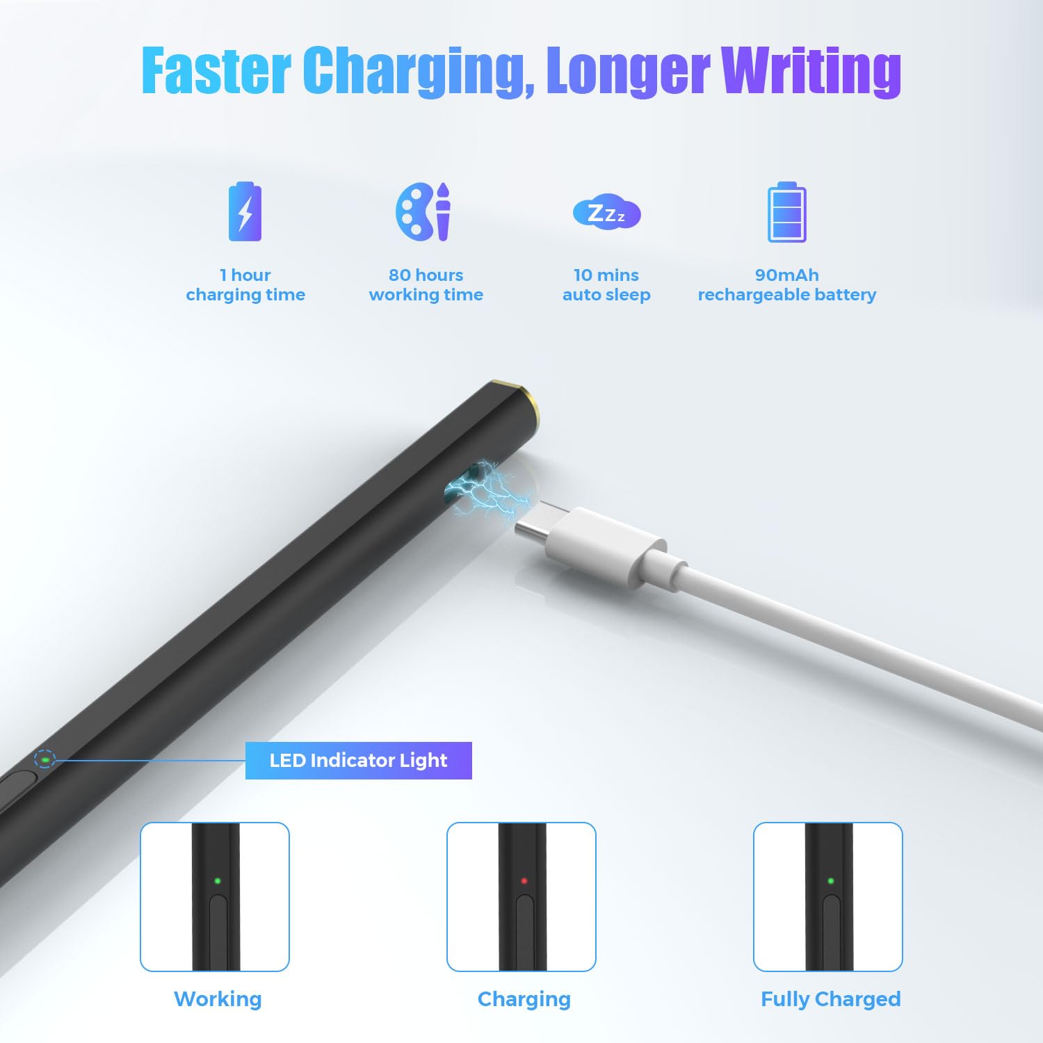MoKo Stylus Pen for Surface, Fast Charge Surface Pen for Microsoft Surface Pro 9/8/X/7/6/5/4/3 Surface 3/Go/Book/Laptop/Studio, MPP2.0 & 4096 Pressure Tilt Digital Pen, Magnetic and Palm Rejection