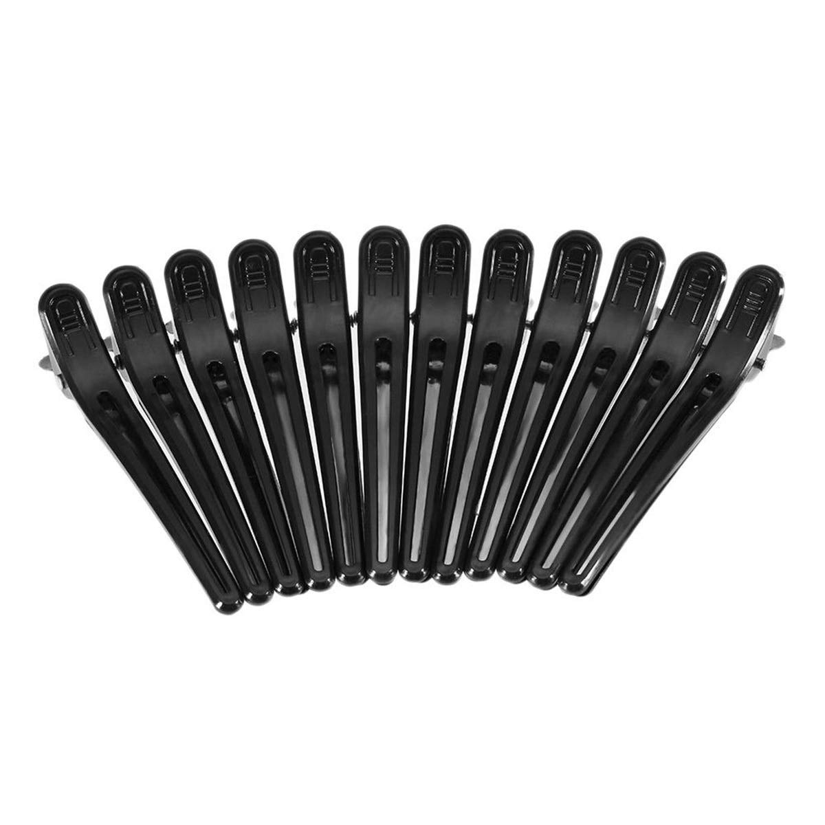12Pcs Black Hair Grip Clips Cutting Hair Clamps for Hairdressing Sectioning Cutting Styling Salon Hair Tools Plastic Hair Clamp Grips Hairdressing Styling Salon Tool