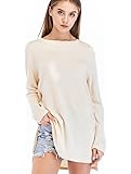 Yomoko Women Long Sleeve Side Zipper Loose Casual Tunic Knit Pullover Sweater Dress Tops