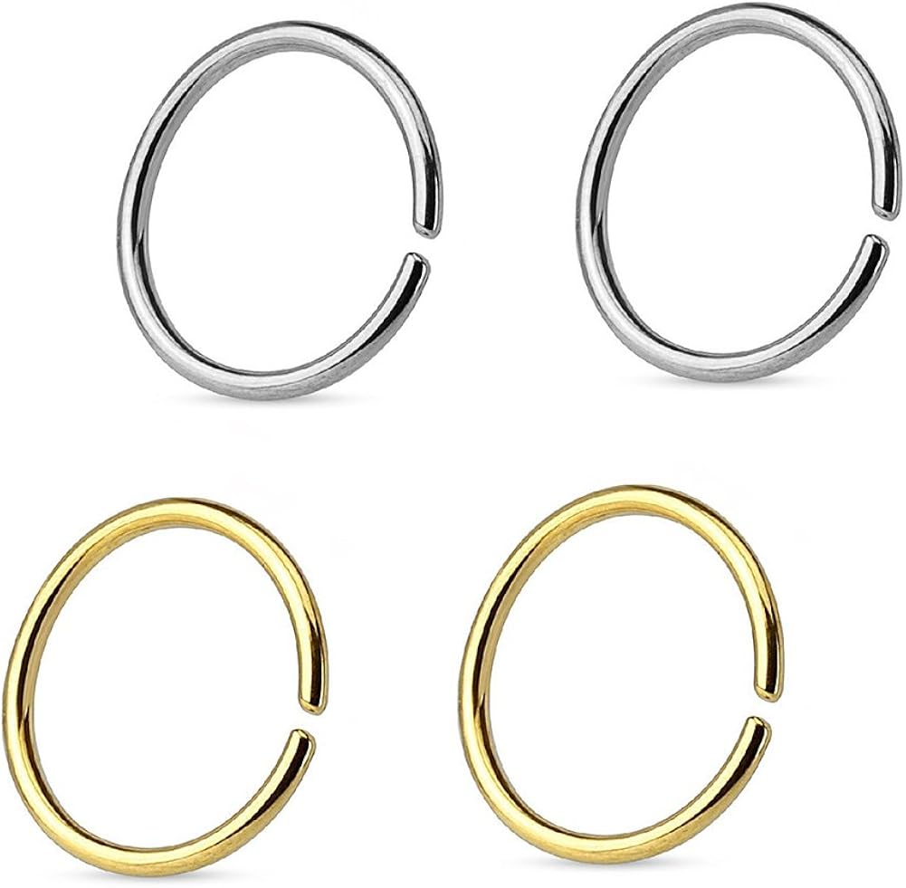 Great my shop 22G Stainless Steel Body Jewelry Piercing Nose Ring Hoop