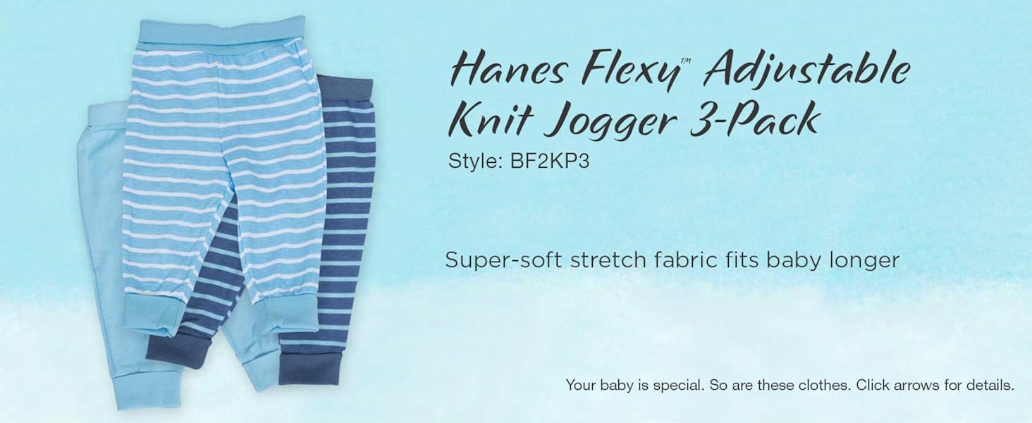 Hanes Ultimate Baby Flexy 3 Pack Adjustable Fit Knit Jogger Pants: Clothing