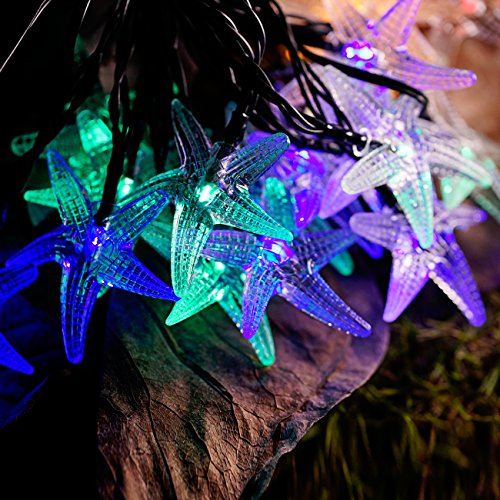 Starfish solar string lights, 20ft 30 led fairy decorat…