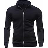 AIEOE Mens Casual Cardigan Warm Slim Fit High Neck Solid Zipper Leisure Jacket