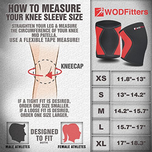 WODFitters Compression Knee Sleeves Pair - 5 mm Neoprene Athletic Knee Brace Patella Support for Weight and Powerlifting, Arthritis, ACL, Meniscus Tear, Joint Pain Relief, Fit Recovery, Running Sports - Thumbnail 2