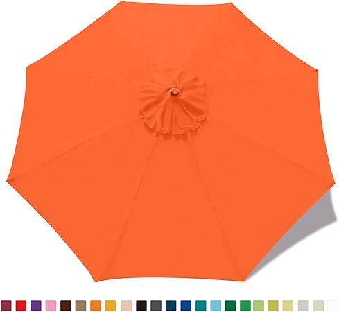 Amazon Com Abccanopy 9ft Outdoor Umbrella Replacement Top Patio Umbrella Market Umbrella Replacement Canopy With 8 Ribs Neon Orange Garden Outdoor