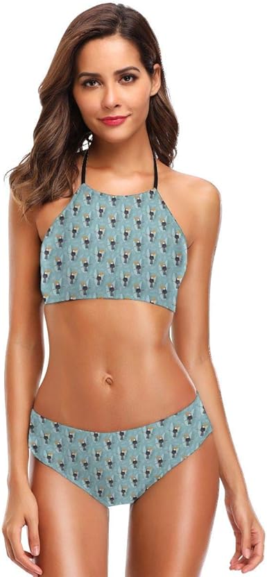 Trajes De Bano De Bikini De Dos Piezas Para Mujeres Dibujos Animados De Tucanes De Loros De La Selva Que Se Encaraman En Las Ramas De Los Arboles Fauna Exotica De Hawai