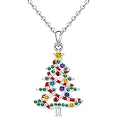 Christmas Necklace Christmas Tree Necklaces for Women Sterling Silver Holiday Jewelry Pendant Womens Gifts for Mom Wife
