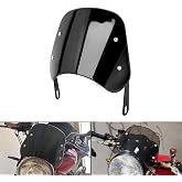 LisylineAuto Universal Motorcycle Windshield Deflector Windscreen Wind Protection Front Flyscreen with Mount Bracket for Harley Suzuki Cafe Racer Motorbike 5"-7" LED Headlight