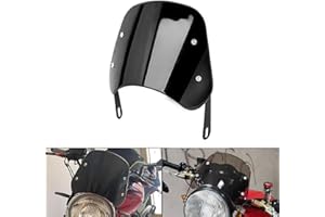 LisylineAuto Universal Motorcycle Windshield Deflector Windscreen Wind Protection Front Flyscreen with Mount Bracket for Harley Suzuki Cafe Racer Motorbike 5"-7" LED Headlight