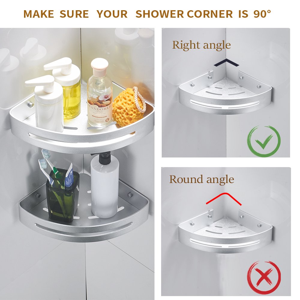 BESy Shower Corner Caddy Bathroom Shower Corner Shelf, Self Adhesive ...