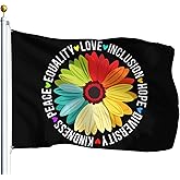 Carlorm Kindness Peace Equality Love Inclusion Hope Diversity Flags For Room Guys Vintage Tapestry For Bedroom Indoor Outdoor Decoration For Outside 3x5 Ft, Birthday Gifts For Men