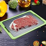 Powerocean Fast Metal Thawing Plate, Fast Defrosting Tray - The Safest Way to Defrost Meat or Frozen Food Quickly Without Electricity, Microwave, Hot Water or Any Other (green)
