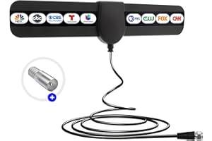 TKTDBX TV Antenna, 2025 New Digital Antenna for Smart TV, Support 360° Reception 4K 1080p All TV's for Local Channels, Smart Switch Amplifier Signal Booster -10.5ft Coax HDTV Cable, Portable Antenna Indoor