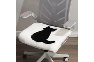 LLB Sheepskin Chair Covers Office Chair Cushion Dining Room Chair Pads Desk Chair Seat Cushion for Computer Chair Fur Area Rugs for Living Room 19x19 Inch (Pack of 1), Shearling Cat