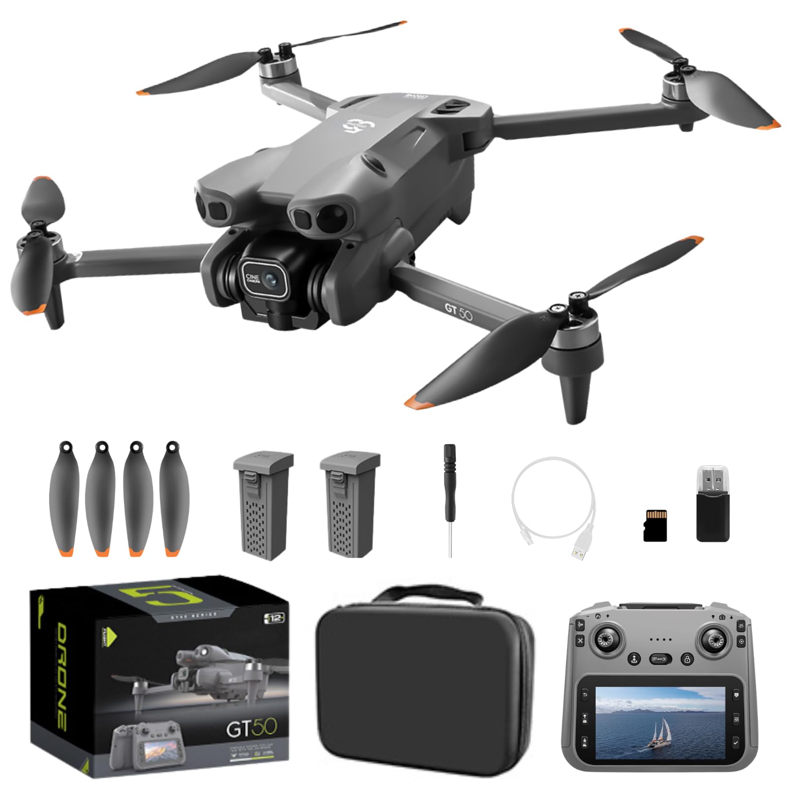 Photo 1 of Drones with Dual Camera for Adults, Brushless Motor Large HD Screen Remote Control, Lightweight Under 249g Foldable Professional Drone for Beginner, Mini Quadcopter with 2 Batteries & Storage Bag