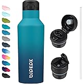 BJPKPK Insulated Water Bottle With Straw 17oz Stainless Steel Water Bottles With 2 Lids And Carry Handle Reusable Travel Metal Thermal Flask,Indigo Black