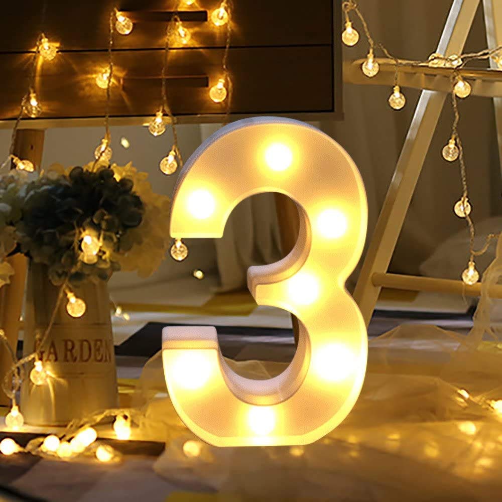 Guijiyi Number Light Sign Marquee Number Light Up Marquee 0-9 Digits Lights Sign for Night Light Standing for Home Party Bar Wedding Festival Birthday Decorations Xmas Gifts Decoration (3)