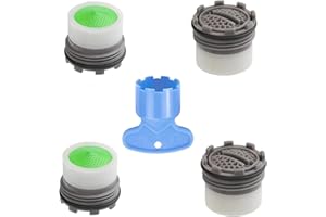 ONESWI M16.5 Cache Aerator Faucet, Replacement Cache Aerator for Sink M16.5, 4Pcs Tap Aerators Flow Restrictor and 1Pcs Faucet Aerator Key