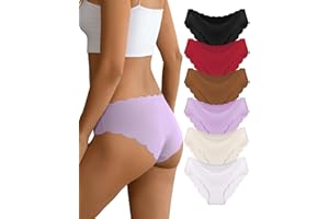 Dawnrole Seamless Underwear for Women Soft Low Waist Ladies Panties Breathable Sexy No Show Bikini Underwear 6 Pack
