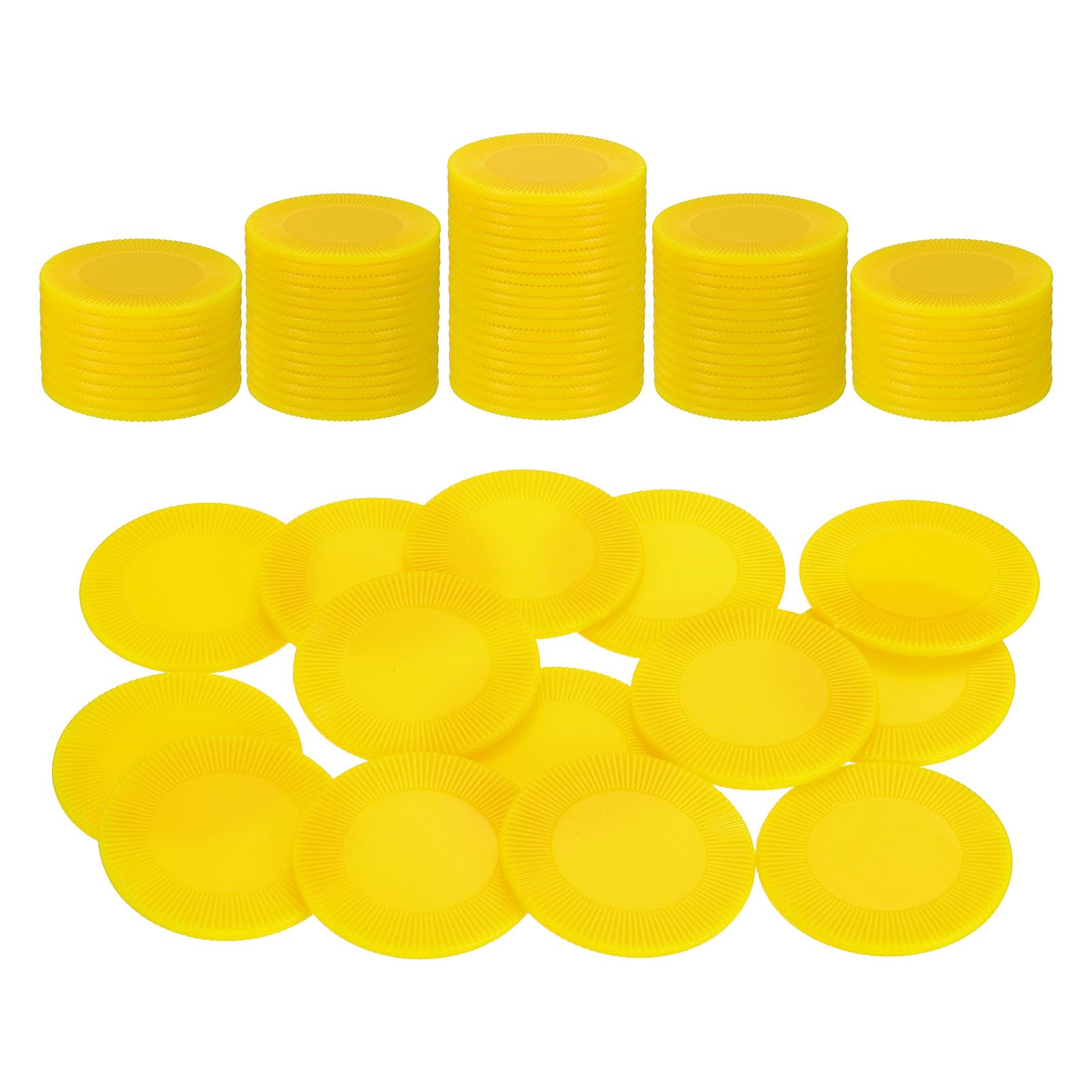 sourcing map 100Pcs Plastic Poker Chips, 1.5 Inch Mini Bingo Chips Learning Counters Counting Counters Disks Markers Opaque Game Tokens for Game Play Math Counting, Yellow, Pattern