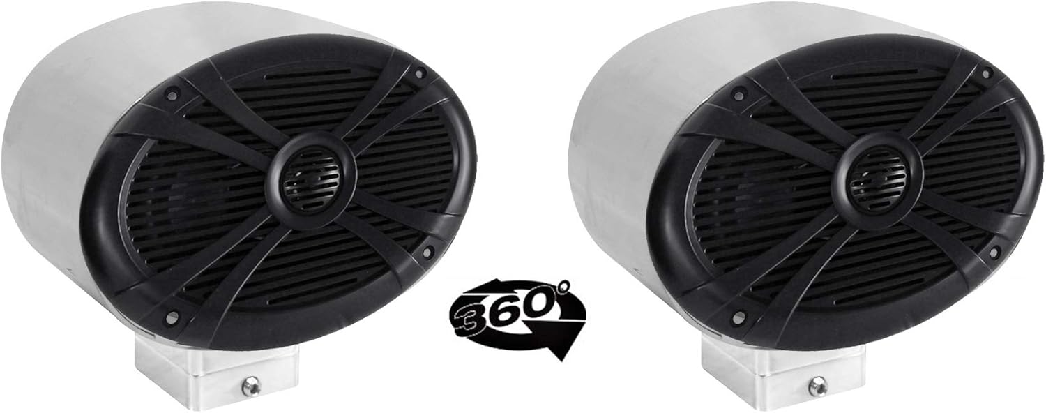 (2) Rockville 6x9 1000w 360 Degree Swivel Chrome Surface