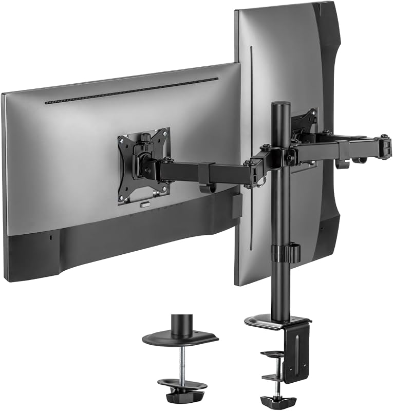 - DT32TSR-149 - Soporte de Mesa Eco Giratorio E Inclinable para Monitor/TV 9Kg (3 Pivotes, 2 Brazos) de 17-32, Negro