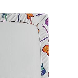 Lunarable Music Fitted Sheet, Colorful Illustration