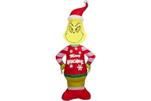 4' Gemmy Airblown Dr. Seuss' Grinch in Ugly Christmas Sweater Yard Decoration 880092